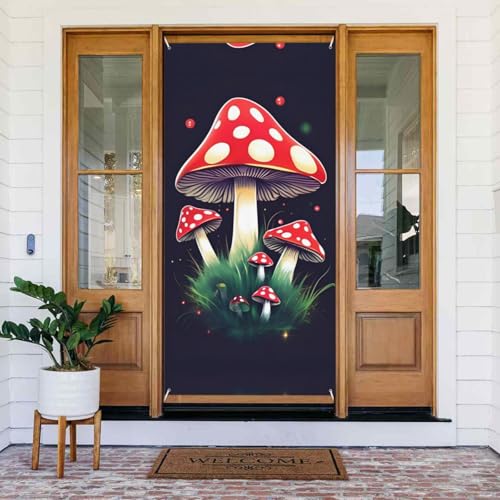 Magic Mushrooms Print Door Cover Banner, Party Decorations, Porch Signs, For Birthdays Indoor...