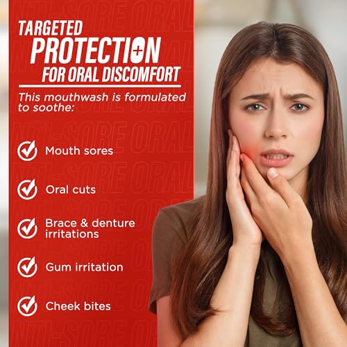 Image of GuruNanda Anti Sore Alcohol Free Mouthwash, Winter Mint, 16 oz | 1.5% Hydrogen Peroxide Mouth Wash|Braces Irritation, Oral Cuts & Gum Discomfort|Dentist Recommended Therapeutic Oral Rinse