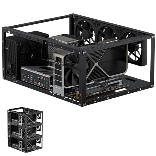 PC Test Bench Open Air PC Case Open Frame Computer Chassis DIY Stackable Techbench Server Rack Mount PC Case for ATX MATX ETAX X79 X99 X10DRL-I X12DPI-N6 Micro ATX Motherboards