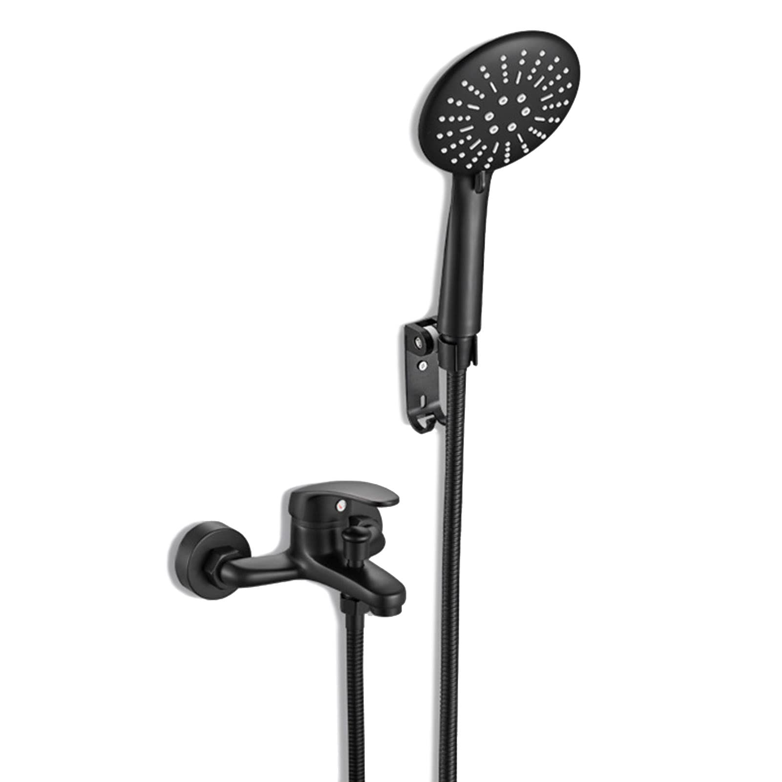 Pommeau de douche à main haute pression et robinet combiné noir mat