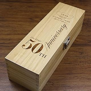 Unique Idea For 50th Wedding Anniversary - Luxury Wooden Wine or Champagne Gift Box Satin Lined [HING12]