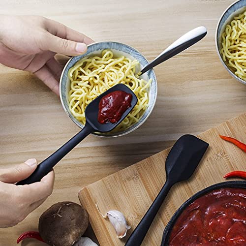 Image of Baskety Silicone Spatula 3-Piece Set, High Heat-Resistant (UP to 480F), Non-Stick Spatulas with Stainless Steel Core Mixing Cooking & Baking Black