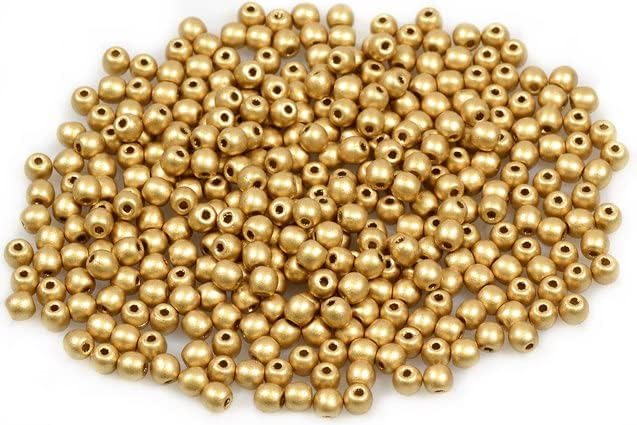 60pcs Cuentas Redondas Prensadas 0.118 in, Azteca Oro Pálido (1710), Cristal Bohemia, Chequia 11119001