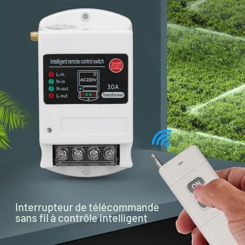 Commutateur à Distance sans Fil RF Portée 5000M Contrôle 360 pour Pompes à Moteur et Lumières Monophasé