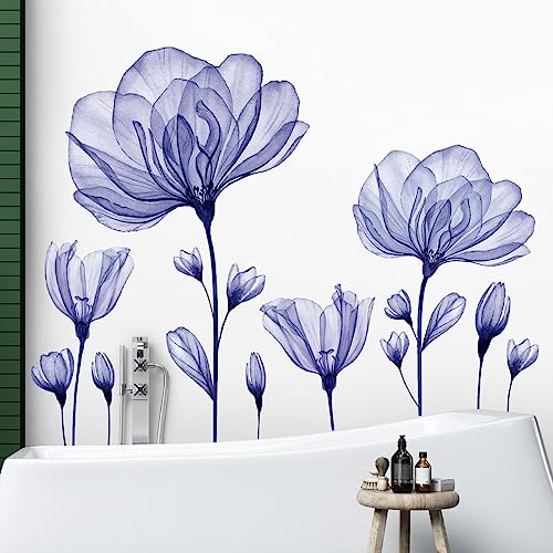 Vinilos decorativos 3D flor morada lily pack 2 hojas miniatura 4