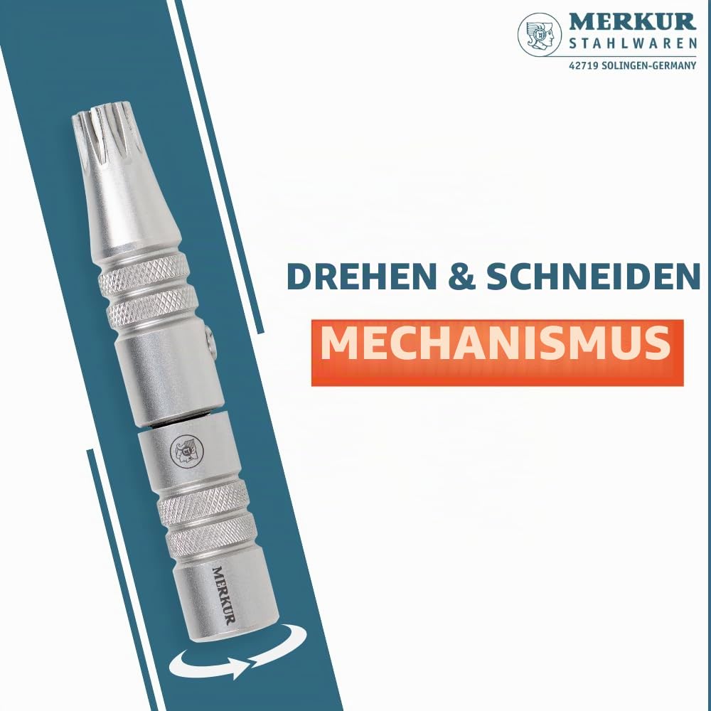 MERKUR Nasen- und Ohrenhaarschneider, Edelstahl, Dreh- und Schneidmechanismus, batteriefrei