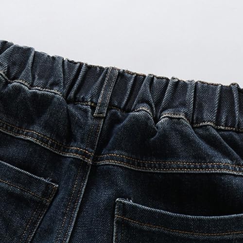 Girls Wide Leg Jeans Elastic Waist Straight Leg Baggy Trousers Fall 𝗩intage Streetwear Solid Denim Pants4