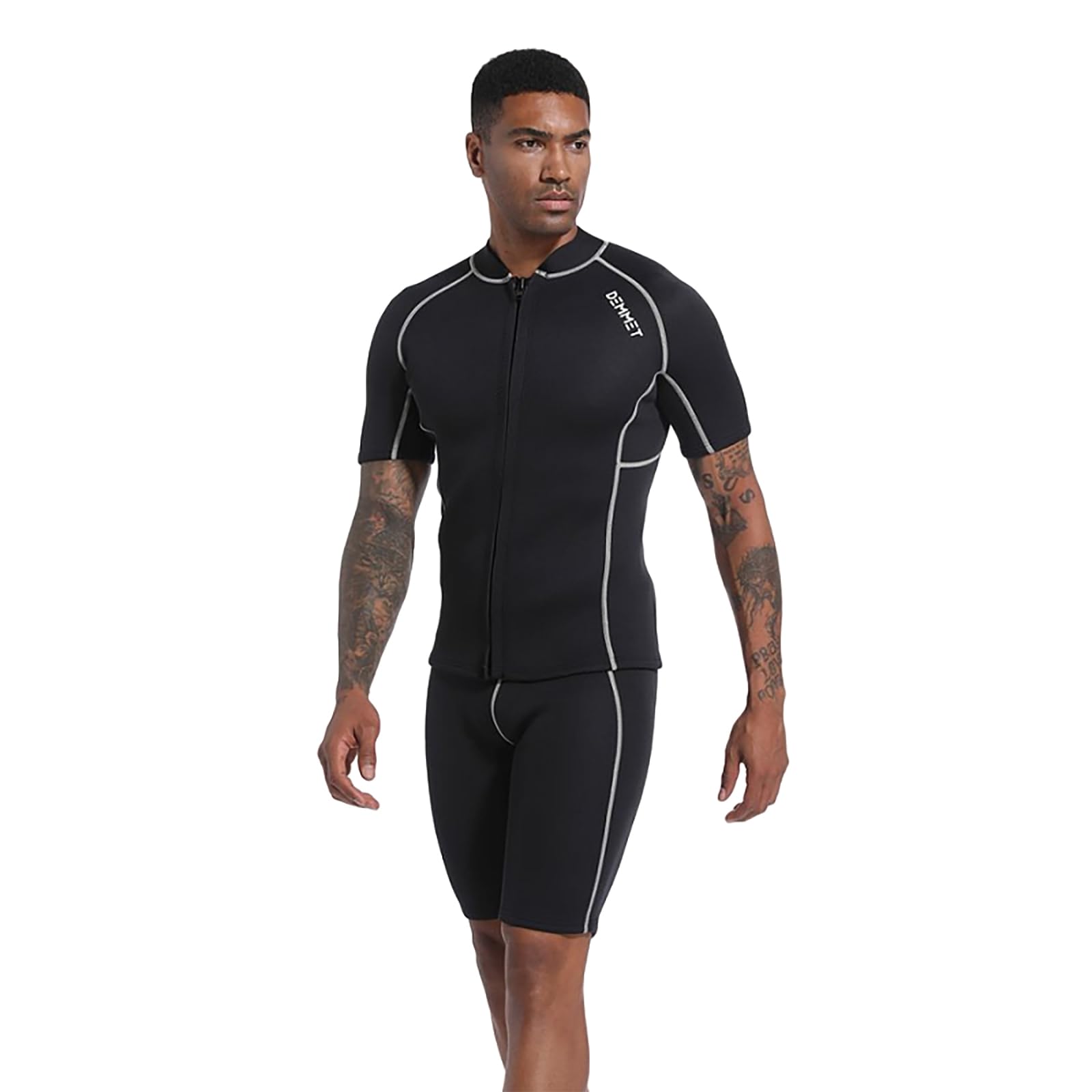 kurzärmeliges Neoprenanzug Oberteil Neoprenshorts 1.5mm-3mm Kurzer Neoprenanzug Spearfishing Wetsuit Frontreißverschluss um Sich im Winter warm zu halten