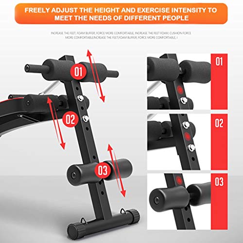 Johuka Adjustable Sit-up Bench, Foldable Decline Workout Bench for Home Strength Training Sport Exercise Work Out Benches (Black, from U.S. Stock)
