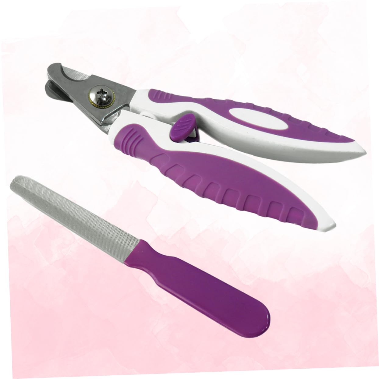 Mipcase Pet Nail Clipper for Dogs and Cats Stainless Steel Portable Nail Trimmers Easy Use Claw Clippers with Spring Release Handle Durable Grooming Tool for Pets Purple