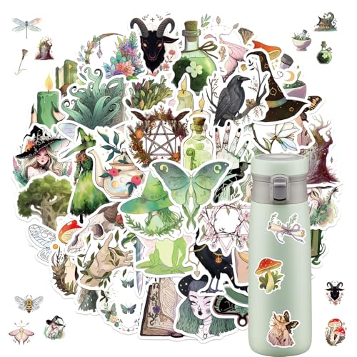 2 x 50 pièces sorcières autocollantes, autocollant sorcière anime, autocollants sorcière de forêt, autocollants fantastiques pour sorcière, autocollants...