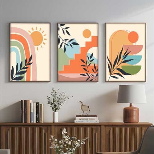 Image of BANGERZ Wall Art Painting Boho Artwork Living Room and Bedroom Frames Decor, Office and Framed Hotel Decoration Big Size Set of 3 (Artwork 1, 19x25 inch)