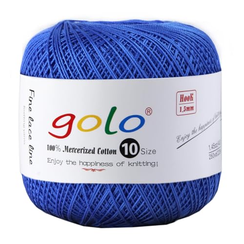 Image of golo Cotton Crochet Thread Balls Size 10 Cotton Knitting Thread Yarn for Crochet Royal Blue 633