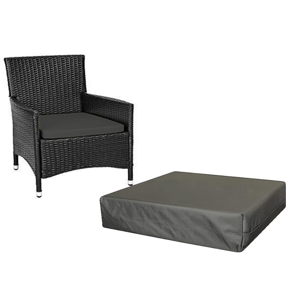 A ATH COLLECTION Waterproof Patio Chair Cushion Seat Pads Rattan Furniture | Water Resistant Patio Padding | Comfy & Lightweight Garden Furniture Cushions Pad, ALL-PURPOSE Use (18"x18"x4", Charcoal)