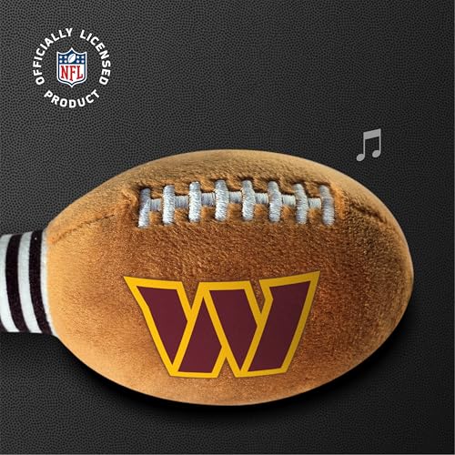 Image of Washington Commanders Plush Football Rattle by Smilo - Officially Licensed NFL Baby Rattle Toy - Soft Baby Rattle with Bell - for Babies and Toddlers from 3 Months