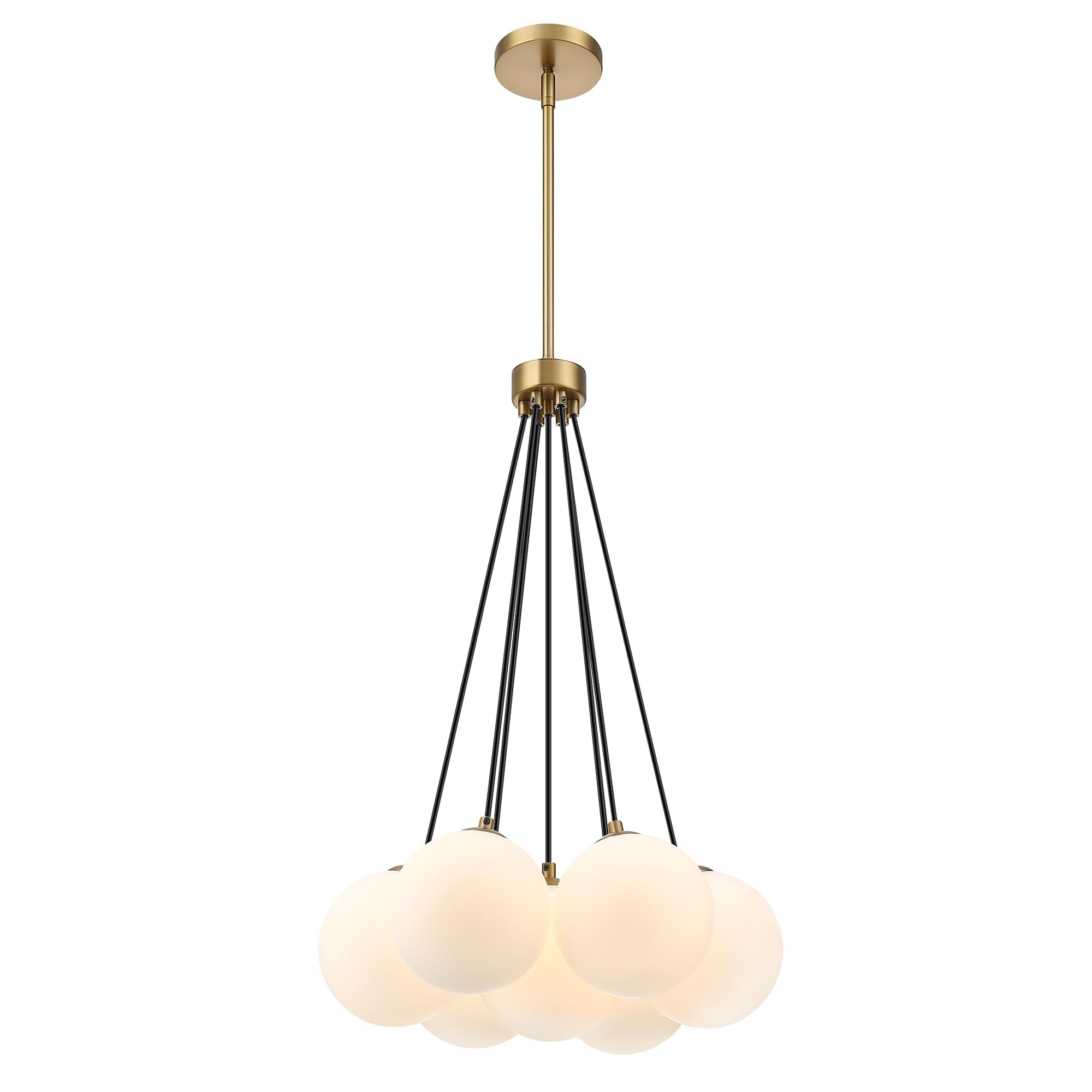 MEXO Modern Sputnik Glass Chandelier,Opal White Globe Pendant Light, Gold Sputnik Bubble Glass Ceiling Light Chandelier for Bedroom, Living Room &