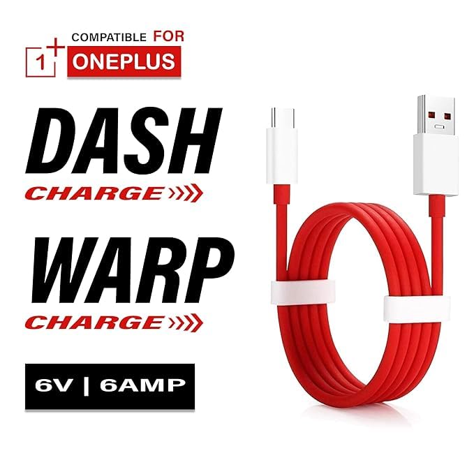 Image of 80W SUPERVOOC FAST CHARGING TYPE C CABLE COMPATIBLE WITH Oneplus, Oppo, Realme, Redmi, Xiaomi and Samsung Smartphones 1 METER USB A-C TYPE Cable | Supports Dash, Warp, Dart | Made in India Red