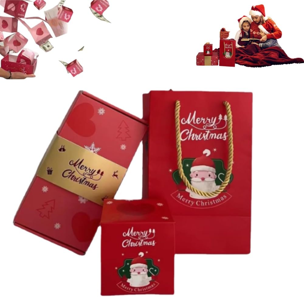 Merry Christmas Surprise Box Gift Box,Pop-Up Explosion Gift Box,DIY Photo Folding Gift Box,Red Envelope Bouncing Romantic Gift Box,Creating The Most Surprising Gift for Christmas (L)