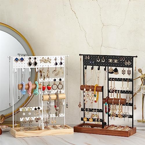 Organisateur de bijoux avec base en bois rustique : cadeau idéal - 4