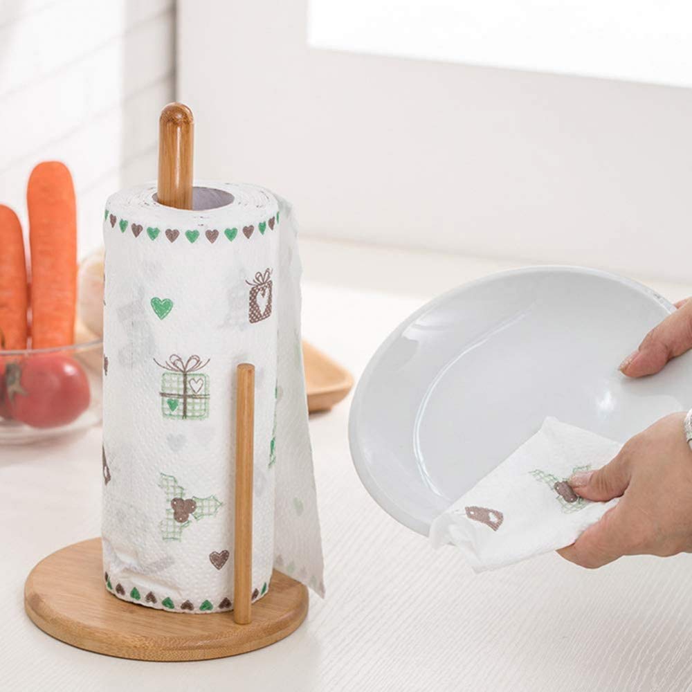 LYGSWDB Portarrollos de Papel higiénico, Soporte para Papel de Cocina de bambú, Organizador de Soporte para Rollo, Colgador de pañuelos con Ventosa para baño, Toalla, 2 uds.