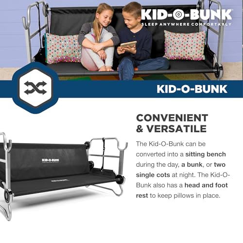 Disc-O-Bed Youth Double Cot Kid-O-Bunk, Modular for Bunk Beds, Dual Cots, or Bench with 2 Carry Bags for Portable Transport