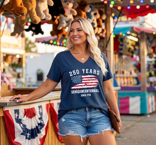 Image of ForHailey Women's Plus Size Short Sleeve Tee Shirt V Neck Basic Ladies Loose Fit T Shirt 1X-5X