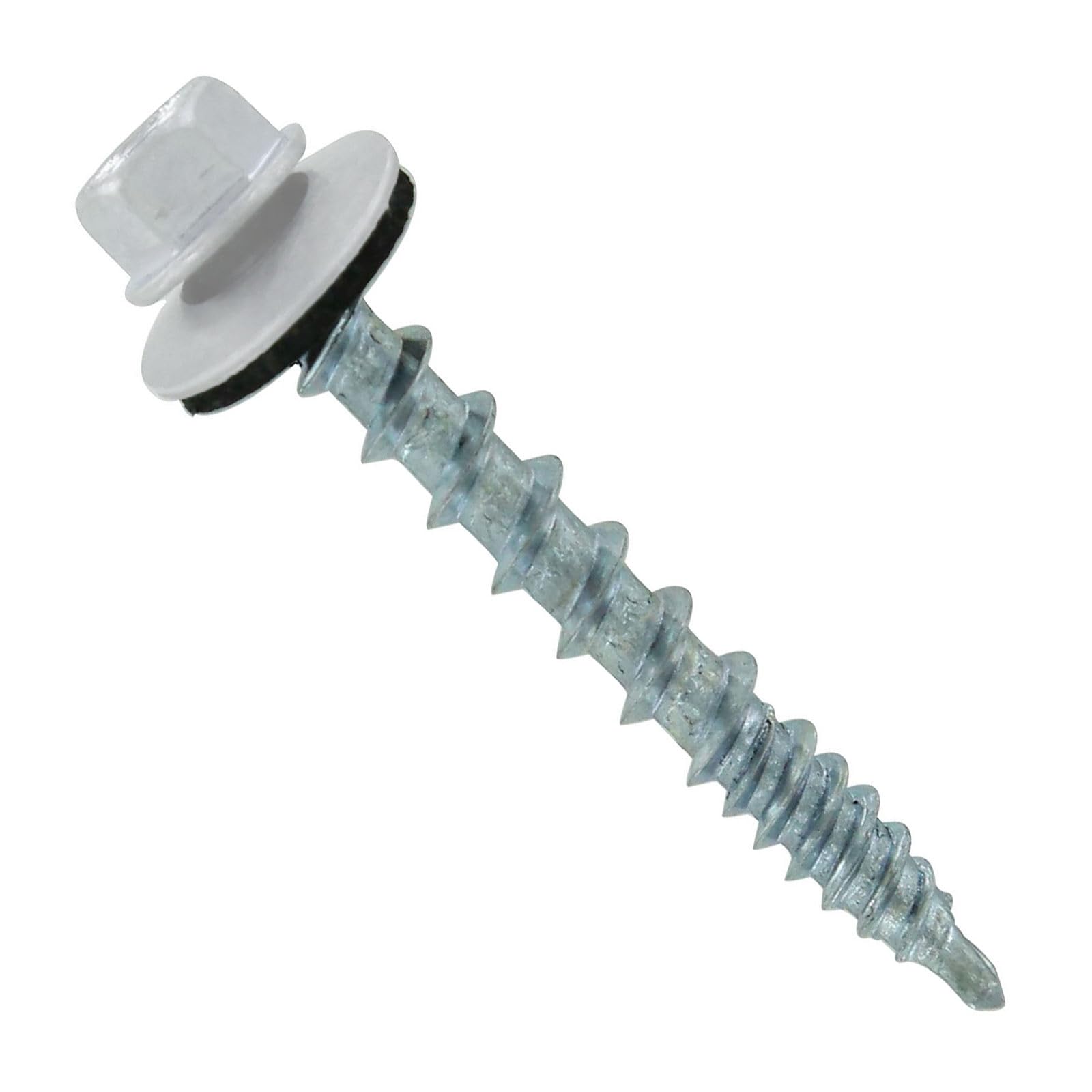 Fasteners Plus ST Fastening Kwikseal Woodbinder Metal to Wood #10 x 1-1/2" Polar White Screws with EPDM Rubber Washer, 250-Count - Designed for Metal