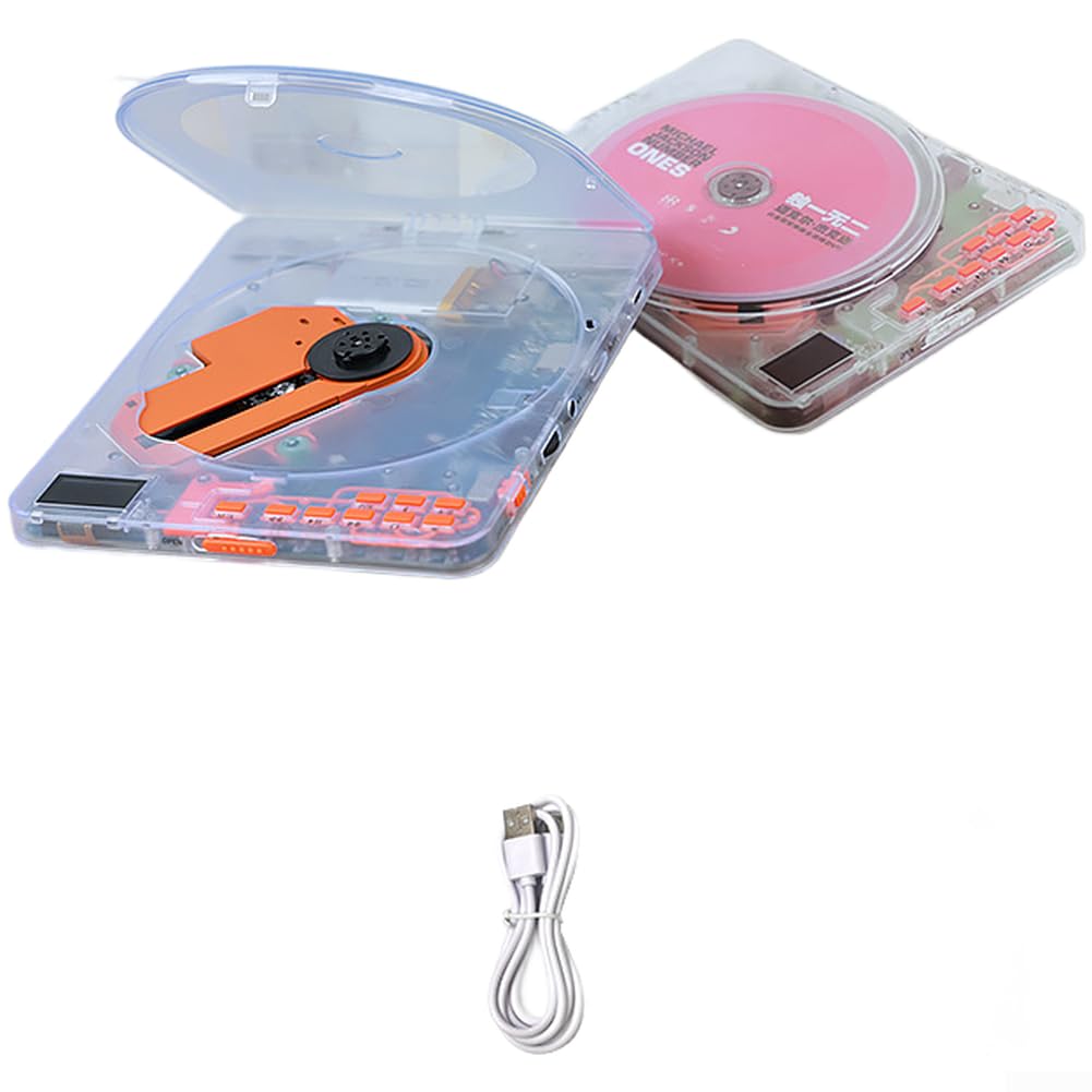 Reproductor de CD portátil, con transmisor de audio inalámbrico, ranura para tarjeta TF de 35 mm, reproductor de música portátil, reproductor de discos, práctica de escucha de CD, aprendizaje de
