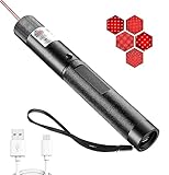 YEHUOT Long Range Tactical Red Laser Beam Flashligh with USB Charging,Adjustable Focus Light Pointer for Night Astronomy Outdoor Camping and Hiking