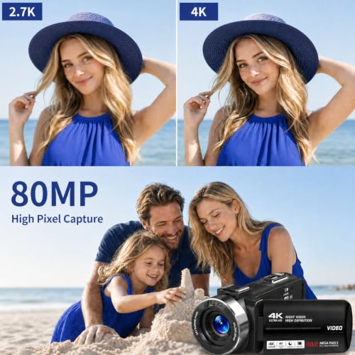 Image of Camcorder Video Camera 4K Ultra 80MP Vlogging Camera for YouTube