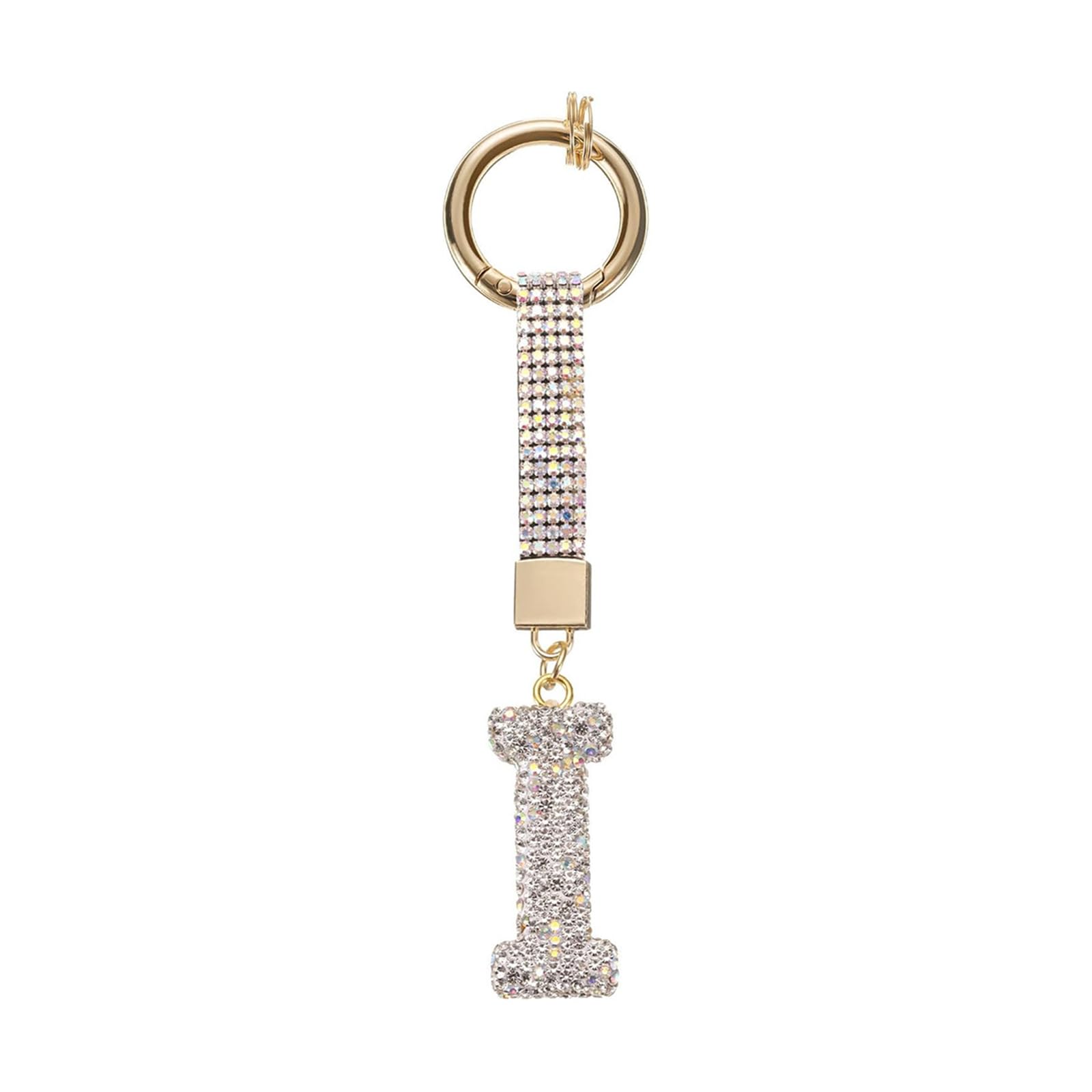 APGLSXY Glittering Initial Charm Keyring Premium Alloy Pendant Individualized Bag Decoration Keyrings Pendant for Adults Rhinestones Letter Keychain