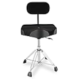 EASTROCK Drum Throne with Backrest 4-Leg,Hydraulic Drum Stool Height Adjustable,Heavy Duty Drum Stools,Motorcycle Style Swivel Drum Seat Drum Chair for Adult Drummer(Black)