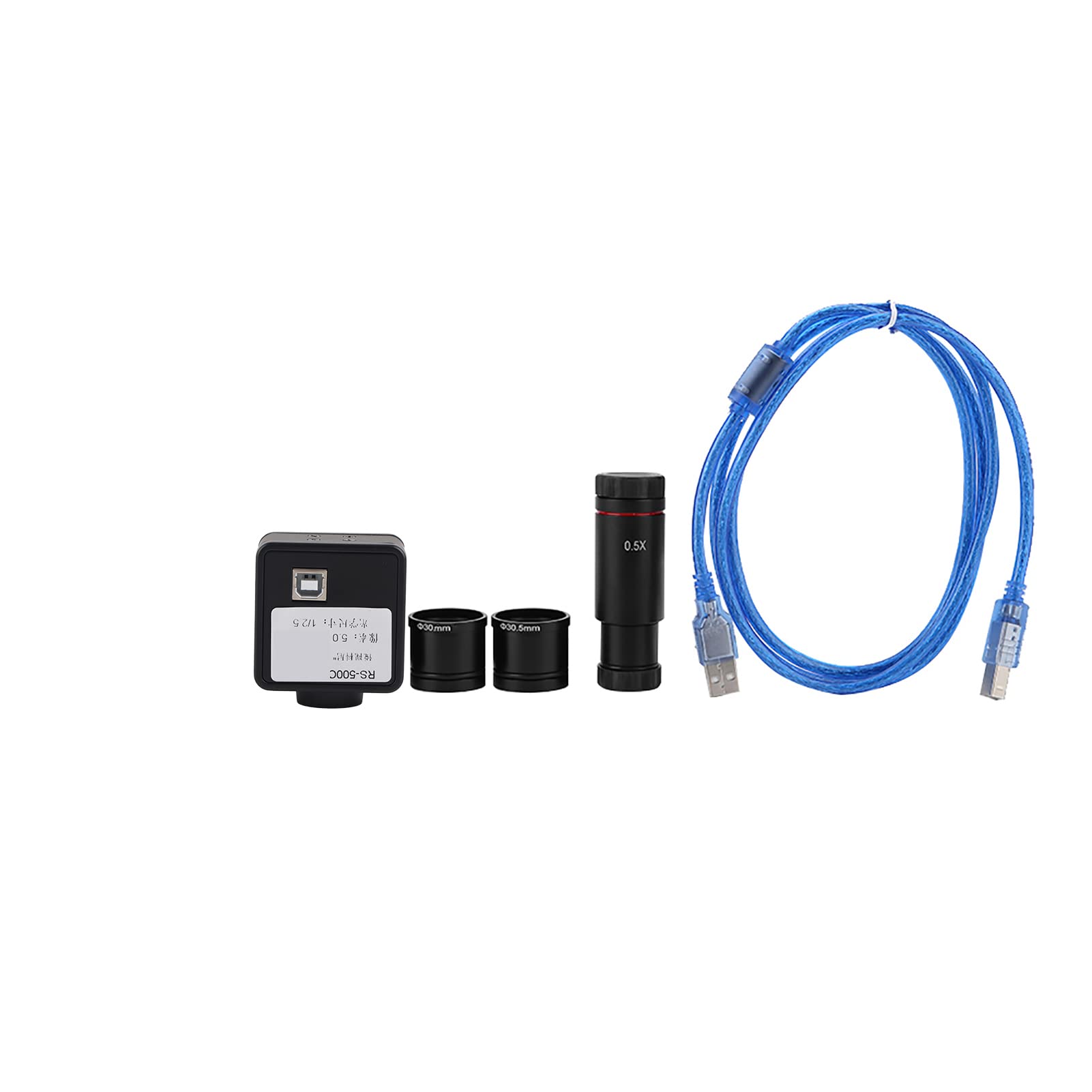 USB-Mikroskopkamera, 5 MP, 2592 X 1944, Auflösung, 0,5-fache Verkleinerung, Objektivadapter für Trinokulare Stereomikroskope, 30 Fps Video bei 640 X 480, 23,2 Mm Bis 30 Mm und 30, Ringe, für