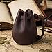 Mythrojan Leather Pouch Drawstring Storage Bag Medieval Belt Bag Renaissance Costume Accessories LARP Waist Bag Cosplay Coin Purse Antique Vintage Pouch (Brown)
