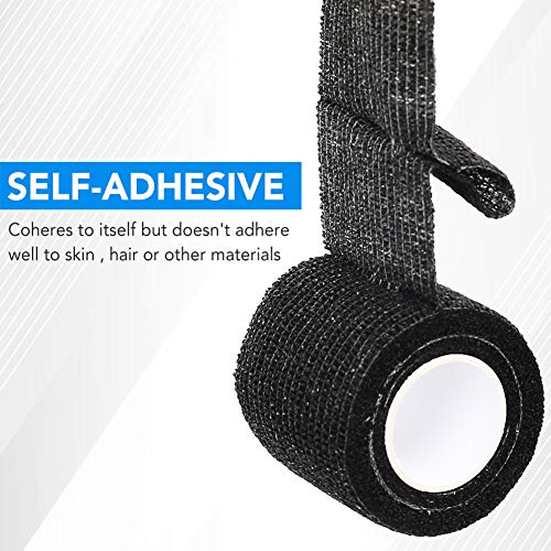 Lotfancy Self Adhesive Bandage Wrap, 6 Pack, 2'' X 5 Yards Black Cohesive Tape, Elastic Medical Adherent Tape, Non Woven First Aid Tape For Ankle Sprains & Swelling #TOP1
