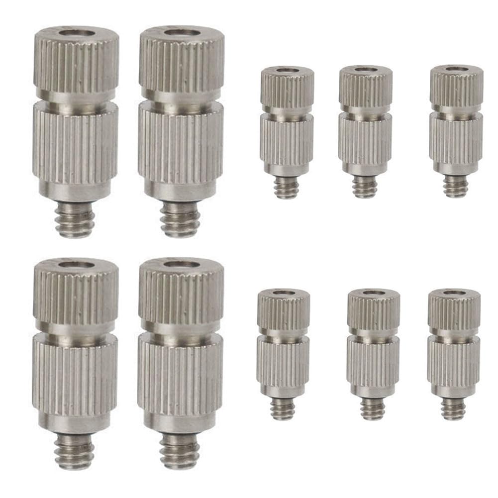 Boquilla atómica de latón (paquete de 50) para sistemas de refrigeración exterior, boquilla de repuesto de 3/16 pulgadas, rosca 10/24 UNC, cabezal de pulverización de tres secciones de 0,6 mm.