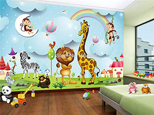 Papier peint 3D animaux pour chambre d'enfant fille et garçon 250x175 cm