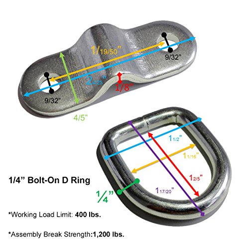 Le Kapmoz D Rings Tie Down Anchors Hooks For Trailer Truck Bed Bracket Enclosed Points Pickup Camper Surface Mount D-Ring Heavy Duty 1/4" (12 Pack W/ 14400 Pound Capacity) #TOP6