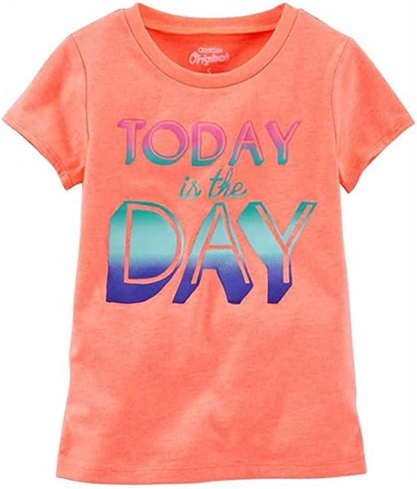 Camiseta gráfica OshKosh B'Gosh para niña (6, naranja/hoy es el día)