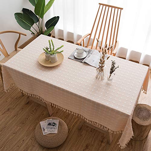 Nappe de table en lin coton haut de gamme pour grand tour de table rectangulaire et de salon