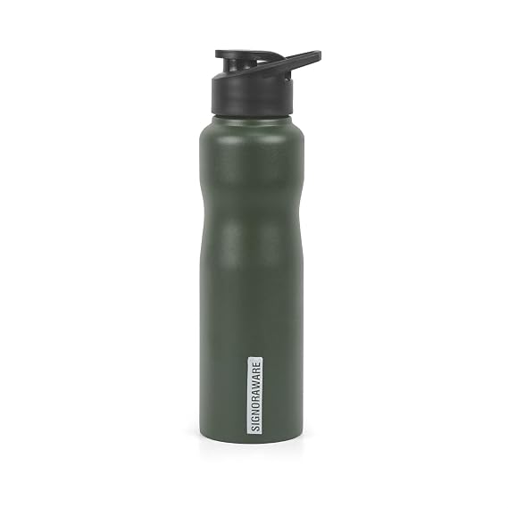SignoraWare Turbo Single Walled ISI Certified Stainless Steel Coloured Bottle/Sipper | Airtight & Leakproof | Easy to Carry | Durable | Ideal for School, Office, Gym, Yoga & Outdoors (750ml | Green)