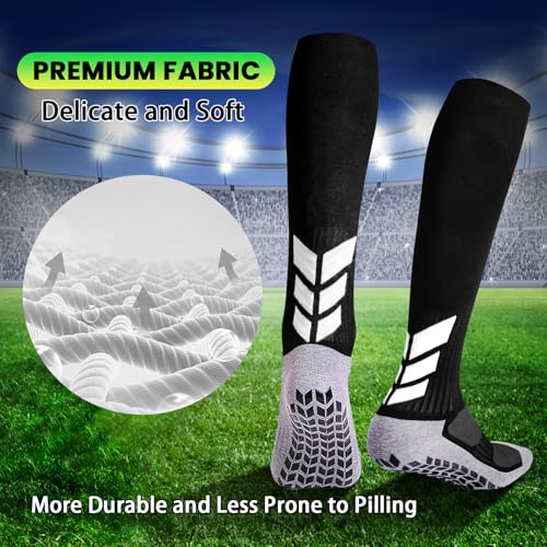 MENDENG Knee High Non-Slip Soccer Socks for Men & Women - Football, Basketball, Hockey Sports Grip Socks3