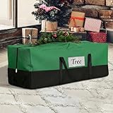 Christmas Tree Storage Bag, Fits Up 10-12 Ft Tall Artificial Trees-Heavy Duty Holiday Storage Box with Durable Reinforced Handles & Transparent Pocket- 600D Oxford Tree Storage Container, Green