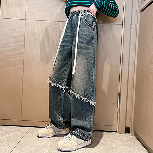 Tollder Girl High Elastic Waist Jeans Pants Flare Slimming Leg Pants Long Wide Leg Pants Baby Girls Skinny Jeans3