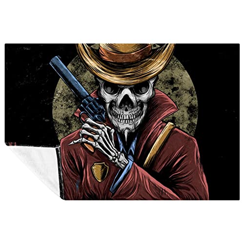 Couverture douce rouge tête de mort idée cadeau originale lit canapé - 2