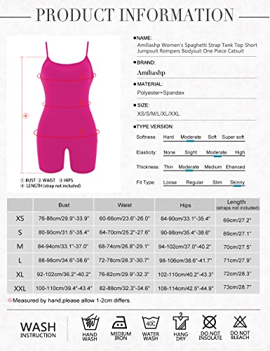 Amiliashp Women's Spaghetti Strap Tank Top Short Jumpsuit Rompers Bodysuit One Piece Catsuit (Rose Red, S) #TOP5