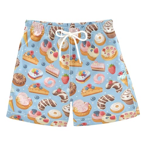 ALAZA Ice Cream Cake Donut Boys Quick Dry Beach Board Shorts Kids Swim Trunks Bathing Suit Swimsuit 5T
