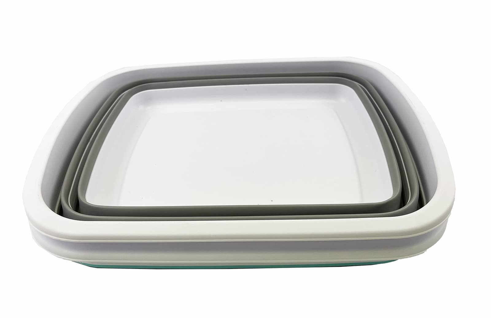 SAMMART Set Of 2 Collapsible Dish Tubs - 10L (2.6 Gal) Foldable Wash Basin, Bluish-Green & Orange