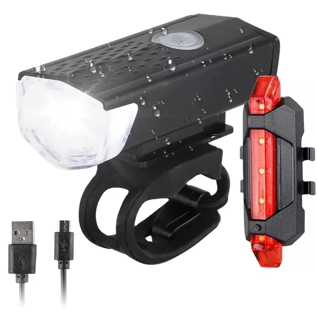 Luz Bicicleta Delantera Y Trasera Led Alta Potencia 300 Lumenes Recargable USB Impermeable para Bici Patinete Eléctrico - Foco Kit De Light Linterna Eléctrica Potente Intermitente MTB