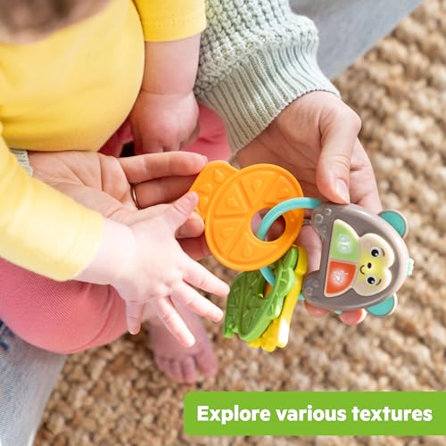 Image of Bright Starts Safari Sounds Gift Set, 2-PK Baby Toys for On the Go, Musical Drum Toy and Car Keys Toy with Car Sounds, Unisex Jungle Theme, 3-6 Months and Up
